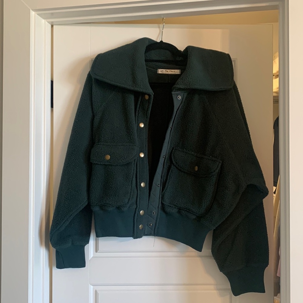 Free people green fleece jacket